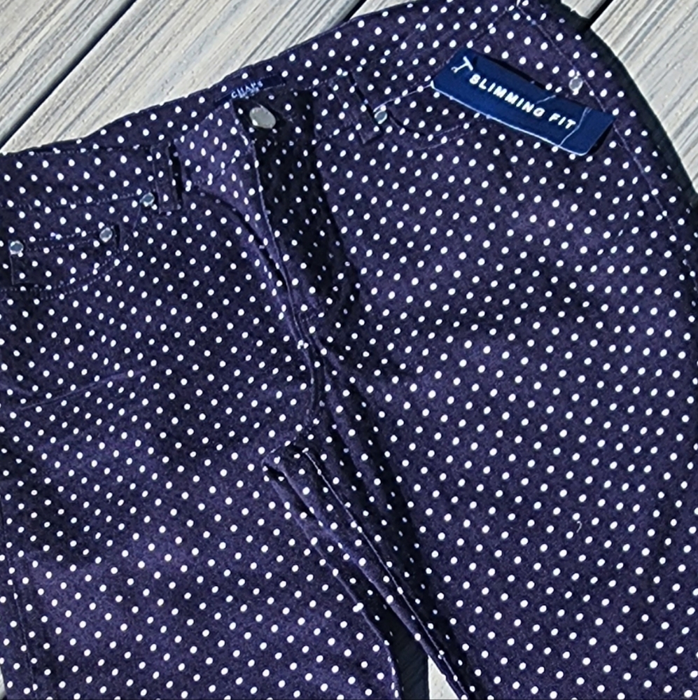 NWT 10 Navy/white denim  polkadot capris by Chaps/Ralph Lauren